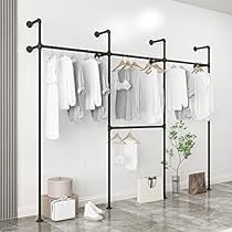 Industrial Pipe Clothing Rack, Wall Mounted Closet, Wall Mounted Clothing Rack, Pipe Clothes Rack, Clothing Store Displays, Metal Clothes Rack, Heavy Duty Clothes Rack, Closet Room, Industrial Pipe