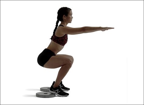 Heel-Elevated Squat http://www.runnersworld.com/strength-training/exactly-how-to-use-squats-to-lose-weight-run-faster-and-reduce-back-pain/slide/6 Squats With Weights, Elevated Squats, Phomemo Printer, Benefits Of Squats, Bench Press Program, Chemistry Notes, Squat Workout, Run Faster, Runners World