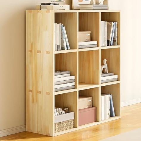 Amazon.com: LITFAD Solid Wood Cube Bookcase with Storage Shelves and Closed Back Modern Floor Bookshelf in Natural for Home Office Study Room Library - 35" L x 12" W x 35" H : Home & Kitchen Study Room Library, Floor Bookshelf, Bookcase With Storage, Library Study Room, Office Study Room, Wood Cube, Home Office Study, Room Library, Cube Bookcase