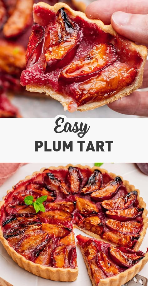 Plum Tart Recipes Ina Garten, Plum Desert Ideas, Vegan Plum Tart, Plum Tart Recipes Simple, Vegan Plum Recipes, Plum Recipes Vegan, Plum Tart Recipes, What To Do With Plums, Plum Pie Filling