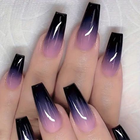 Black And Purple Nails, Ongles Beiges, Purple Ombre Nails, Fall Nail Trends, Spring Nail Designs, Stylish Nails Designs, Spring Nail Art, Nail Length, Spring Nail