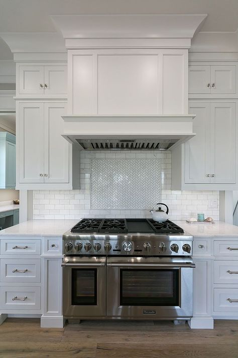 custom range hood in white kitchen | Mahshie Custom Homes 1900s House, Custom Kitchen Remodel, White Shaker Kitchen Cabinets, Kitchen Vent, White Shaker Kitchen, Kitchens Design, White Shaker Cabinets, Kabinet Dapur, Shaker Kitchen Cabinets