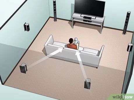 How to Set Up a Home Theater System (with Pictures) - wikiHow Surround Sound Living Room, Home Cinema Room Ideas, Home Theater Wiring, Home Theater Sound System, Home Cinema Systems, The Movie Theater, Theater Rooms, Home Cinema Room, Home Theater Setup