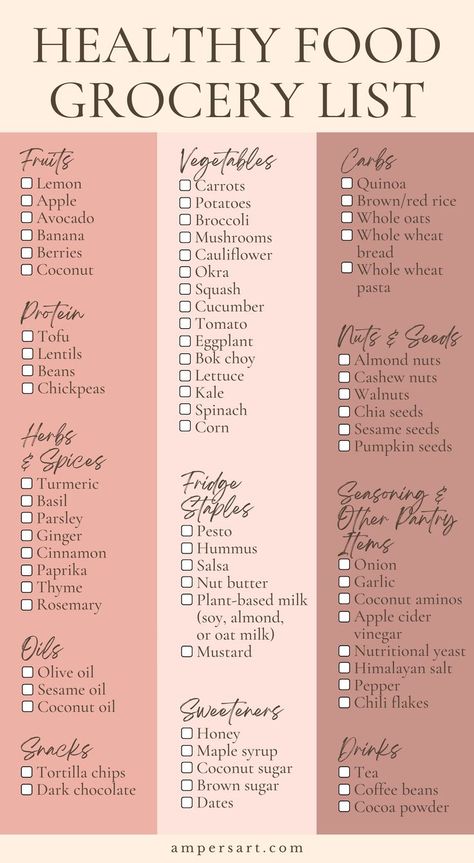 Healthy Food Grocery List (Plant-Based & Vegan-Friendly) Essential Grocery List, Healthy Food Grocery, Food Grocery List, Healthy Food Grocery List, Carbs In Vegetables, Lemon Quinoa, Cauliflower Bread, 10 Healthy Foods, Food Grocery