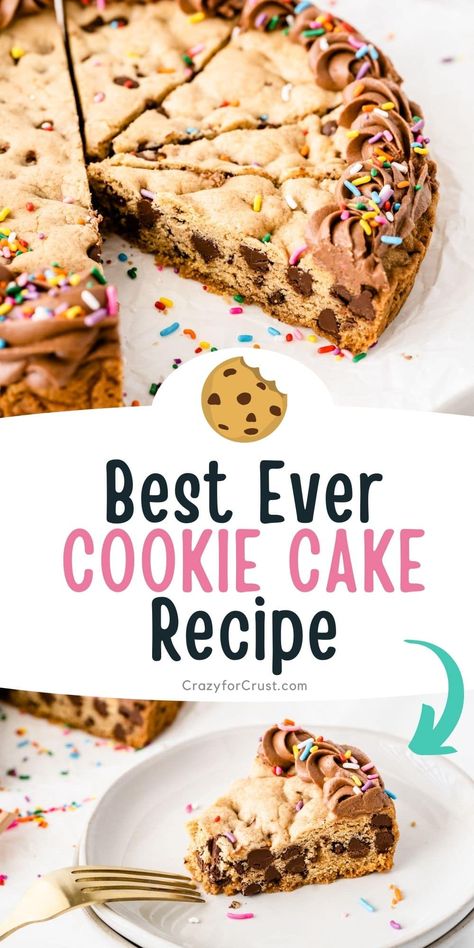 Homemade Cookie Cakes, Chocolate Chip Cookie Cake Recipe, Crazy For Crust, Popular Cookies, Chocolate Cake Cookies, Chocolate Chip Cookie Cake, Cookie Cake Birthday, Best Chocolate Chip, Easy Chocolate Chip Cookies