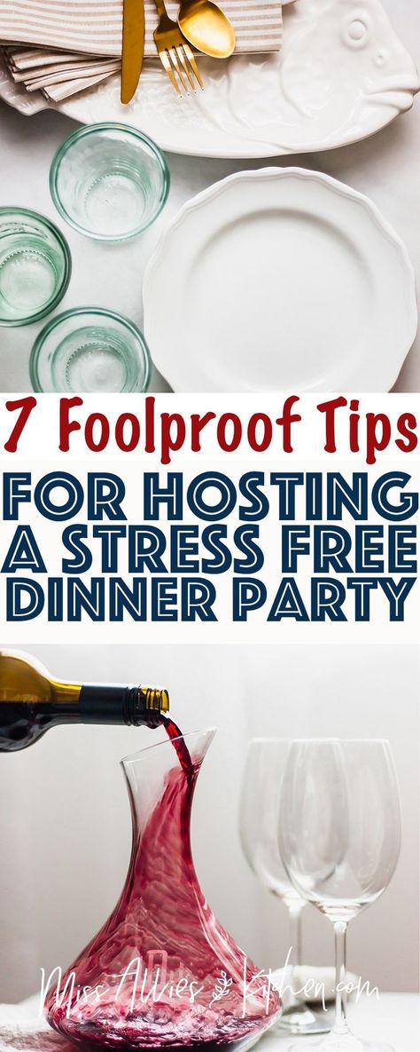 7 Foolproof Tips for Hosting a Stress-Free Dinner Party at home. Even if you have a tight budget or a small home, you can have a great dinner party! Entertaining is easy when you have simple food and great friends! #entertaining #food #party #stressfreeentertaining #homeandgarden Dinner Hosting Ideas, Dinner Party At Home, Hosting A Dinner Party, Dinner Party Table Settings, Entertaining Food, Fall Dinner Party, Hosting Dinner, Dinner Club, Host Dinner Party