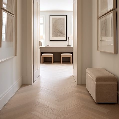 Whether in a traditional or modern setting, herringbone floors remain a popular choice for those seeking a classic, stylish, and durable flooring solution to their homes or commercial spaces. Modern Herringbone Floor, Bedroom With Herringbone Floor, Light Wood Herringbone Floors, Light Herringbone Wood Floors Kitchen, Living Room Herringbone Floor, Modern Wooden Floors, Herringbone Flooring Living Room, French Herringbone Floor, Oak Floors Bedroom