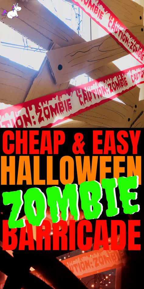 Easy Halloween Crafts ~ Cheap & Easy Spooky Zombie Barricade Halloween Craft For Kids, Awesome Cheap Halloween Party Idea #halloweencrafts #easyhalloweencrafts #kidscrafts #kidsartsandcrafts #diyhalloweendecorations Zombie Halloween Party Decorations, Zombie Decorations Diy, Glitter Projects For Kids, Diy Zombie Decorations, Zombie Party Decorations, Zombie Decor, Halloween Tombstones Diy, Halloween Lanterns Diy, Zombie Halloween Decorations