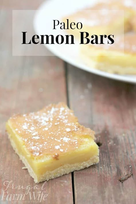 Paleo Lemon Bars, Lemon Bars Recipe, Paleo Recipes Dessert, Paleo Baking, Farm Wife, Paleo Sweets, Paleo Treats, Paleo Food, Low Carb Dessert