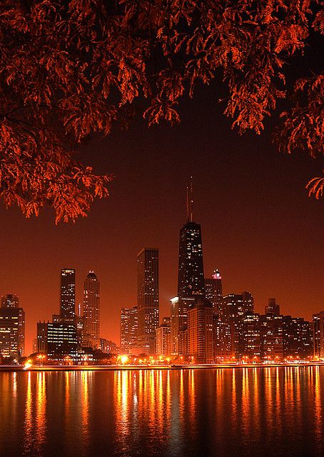 Fall, Chicago by Tom Schaus, Flickr Chicago Skyline, The Windy City, Alam Yang Indah, Night City, City Aesthetic, Favorite City, City Skyline, City View, Metropolis