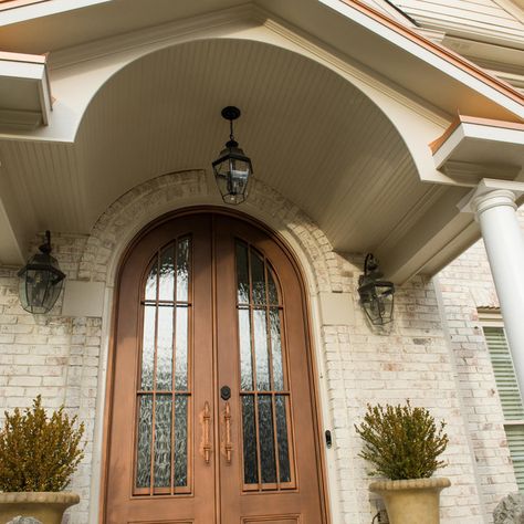 Architectural Copper Roofing - Contemporary - Exterior - DC Metro - by WAGNER ROOFING | Houzz Copper Roofing, Board Ceiling, Round Column, Beadboard Ceiling, Copper Roof, Contemporary Exterior, Bead Board, Dc Metro, Front Porch