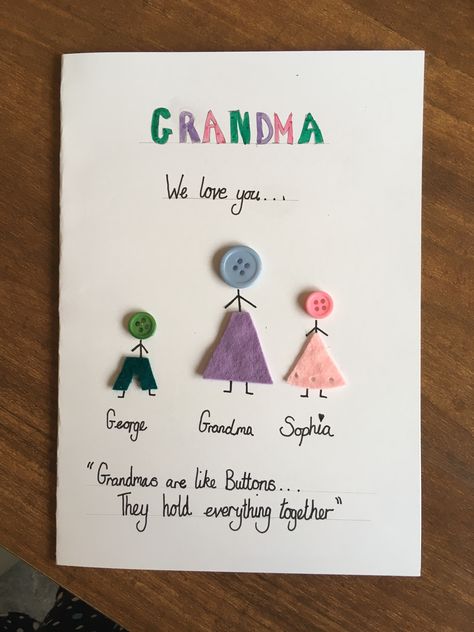 Mothers Day Card For Grandma From Kids, Happy Birthday Grandma Arts And Crafts, Drawing Ideas For Grandmas Birthday, Cards For Your Grandmas Birthday, Handmade Cards For Grandma, Birthday Card Craft For Grandma, Cute Gift Ideas For Grandma, Great Grandma Birthday Card, Grandma Homemade Cards