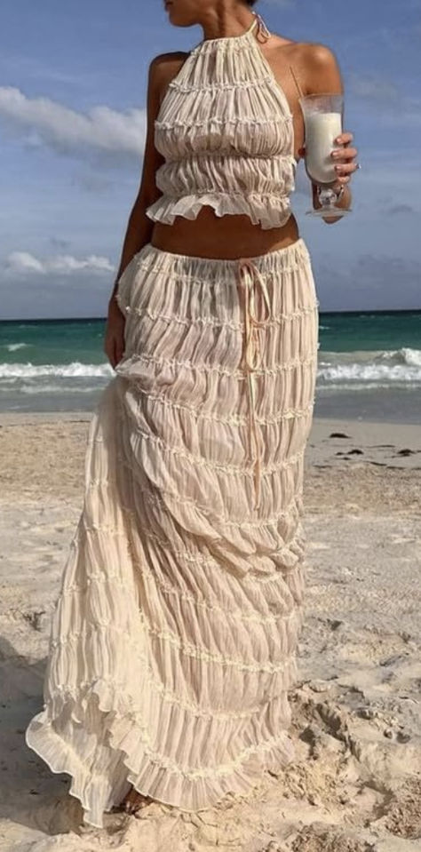 Backless Skirt, Pleated Crop Top, Long Skirt Suits, Lace Trim Tank Top, Top Skirt Set, Women Halter, Backless Design, Halter Tops, Long Crop Top