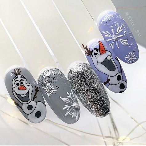 Gorgeous 60 Christmas Nail Designs Trends 2023 December Dreams 2023 | Christmas Nails Short Olaf Nails, Frozen Nail Art, Frozen Nails, Disney Christmas Nails, Nail Art Noel, Disney Acrylic Nails, Snow Nails, Xmas Nail Art, Nail Drawing