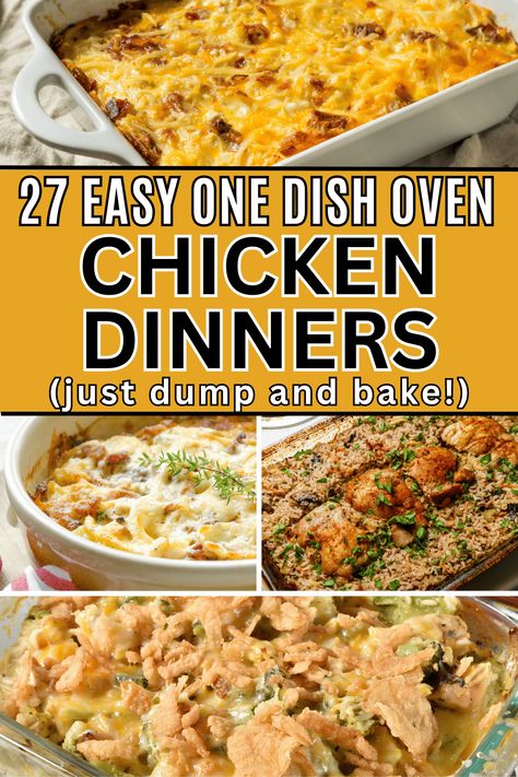 Easy dump and bake chicken recipes! These easy dump and bake casseroles make quick simple weeknight dinners. Dump and bake casserole recipes for dinner, easy dump and bake chicken dinner, chicken recipes for dinner easy, easy bake dinner recipes for family, healthy dump and bake recipes dinners, easy dump casserole recipes for dinner, chicken casserole recipes for dinner easy, one dish chicken bake easy meals, one dish chicken meals, easy chicken dinner oven, easy simple baked chicken recipes. Oven Chicken Meals, Dump And Bake Chicken Dinner, One Dish Chicken Bake, Bake Chicken Recipes, Dump Chicken Recipes, Dump And Bake Chicken, One Dish Chicken, Easy Oven Dinners, Baked Chicken Casserole