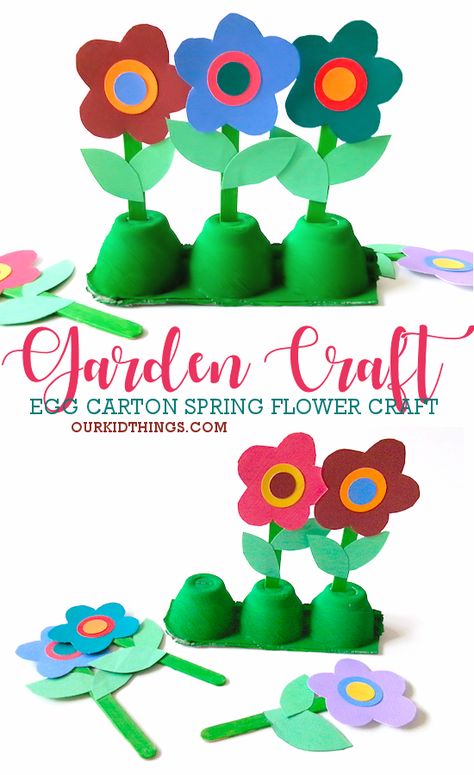 Egg Carton Flower Garden Craft Spring Egg Carton Crafts, Crafts With Foam Paper, Simple Spring Crafts For Kids, Preschool Egg Carton Crafts, Egg Carton Spring Crafts, Flower Preschool Art, Easy Diy Flowers For Kids, Crafts With Egg Cartons Kids, Egg Carton Garden Craft