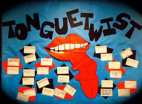 Tongue Twist - Alliteration Display for Figurative Language Unit - Literacy Loves Company European Day Of Languages, Elementary Language Arts Activities, Exhibition Ideas, 3rd Grade Writing, English Projects, Poetry Ideas, Teaching Poetry, Library Display, Classroom Tips