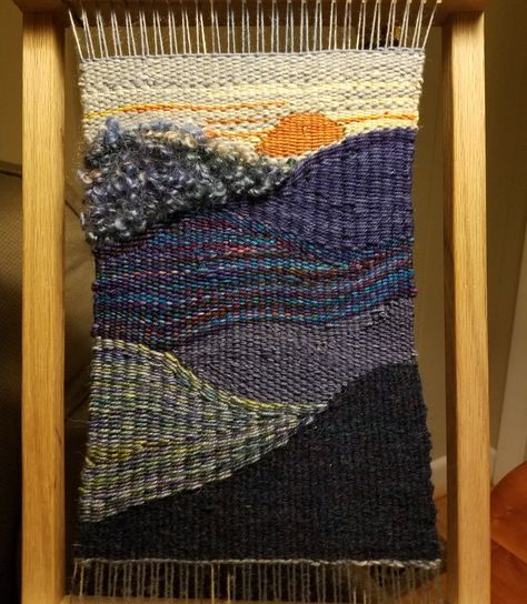 Tapestry. Blue Ridge at Sunset Mountain Tapestry Weaving, Sunset Tapestry Weaving, Tapestry Loom Weaving, Sunset Tapestry, Trendy Candle, Tapestry Loom, Basket Weaving Diy, Loom Projects, Yarn Painting