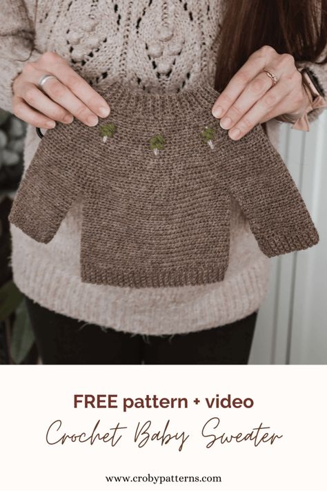 Into The Woods - A FREE Crochet Baby Sweater | Croby Patterns Croby Patterns Free Crochet, Toddler Crochet Sweater Free Pattern, Crochet Baby Boy Sweaters Free Patterns, Crochet Baby Sweaters Free Patterns Boy, Garnstudio Drops Design Crochet, Crocheted Baby Sweater, Crochet Blankets For Baby Boys, Newborn Boy Crochet Patterns Free, Crochet For Babies Free Patterns