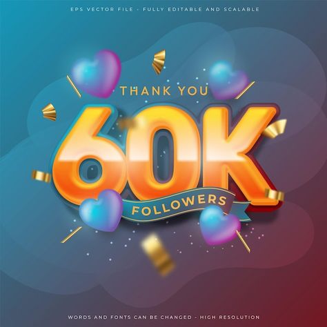 60k Followers Thank You, 60k Followers, Black And Gold Aesthetic, Acne Prone Skin Care, Social Media Followers, Gold Aesthetic, Error Message, Paper Craft, Premium Vector