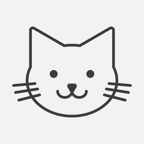 Cat Face Outline, Cat Face Drawing, Cat Outline, Face Outline, Drawing Heads, Vector Line, Cat Vector, Cat Icon, Outline Drawings