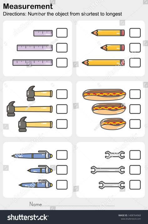 Measurement worksheet - Number the object from shortest to longest - Worksheet for education. #Ad , #PAID, #Number#object#Measurement#worksheet Longest And Shortest Worksheet, Preschool Measurement Activities, Preschool Measurement, Sensory Preschool, Worksheet Number, Volume Worksheets, Measurement Kindergarten, Worksheet For Kindergarten, Measurement Worksheets