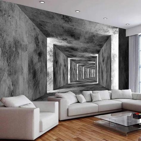 Stereoscopic alley visual effect optical illusion Wall | Etsy Cement Building, Modern Wallpaper Living Room, Building Background, 3d Wallpaper Design, Industrial Wallpaper, Wallpaper For Living Room, Sofa Wall, Cement Wall, Floor Wallpaper