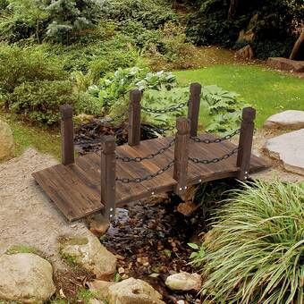 Loon Peak® Hinkle Garden Pathway Bridge & Reviews | Wayfair Castle Playground, Arched Garden Bridge, Cedar Garden Bridge, Garden Bridge Design, Coy Pond, Cafe Sofa, Backyard Bridges, Bridge Ideas, Garden Bridges