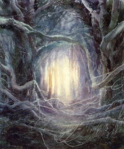 Alan Lee Art, Tolkien Artwork, Harry Potter Art Drawings, Alan Lee, John Howe, Alchemy Art, Fantasy Tree, Middle Earth Art, Green Knight