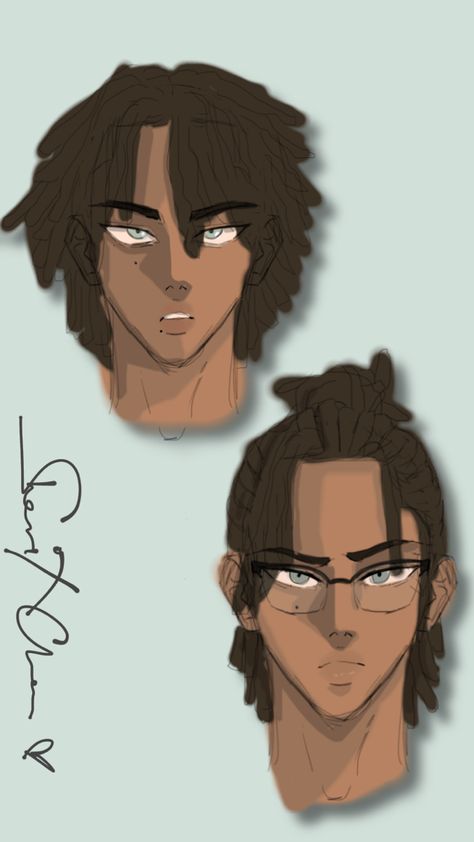 Locs Oc Drawing, Black Guy Side Profile Drawing, Black Man With Locs Drawing, Male Hairstyles Drawing Black, Locs Hairstyles Drawing Reference, Dreads Ponytail Drawing, Guy With Locs Drawing, Dread Locs Drawing, Man With Dreads Drawing