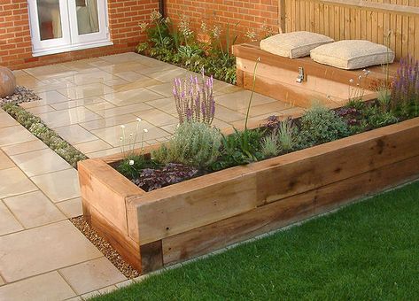 Water sphere sleeper beds. Mark Langford Garden Design Buckinghamshire Back Garden Design, Patio Garden Design, Modern Garden Design, Garden Area, Garden Makeover, Garden Architecture, Outdoor Gardens Design, Backyard Garden Design, Wooden Planters