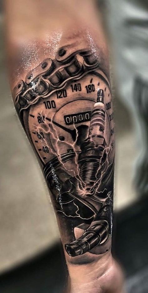 Piston Tattoo, Tato 3d, Engine Tattoo, Tato Maori, Harley Tattoos, Mechanic Tattoo, Maori Tattoos, Motorcycle Tattoos, Bike Tattoos