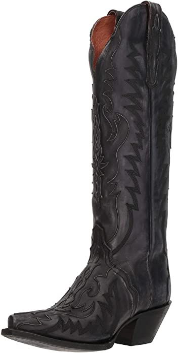 Amazon.com | Dan Post Boots Womens Hallie Snip Toe Boots Mid Calf Low Heel 1-2" - Black - Size 7.5 M | Mid-Calf Black Western Boots Outfit, Tall Cowgirl Boots, Dan Post Boots Woman, Western Boots Outfit, Black Western Boots, Dan Post Boots, Black Cowboy Boots, Boots Knee High, Dan Post