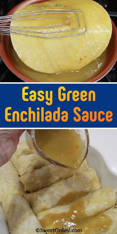 Make this light and tangy Easy Green Enchilada Sauce recipe in just 30 minutes. It’s a delicious blend of onions, green chiles, tomatillos, and garlic. Use it to smother enchiladas, burritos, or over chicken with rice. In addition, it’s a good dipping sauce with, for example, chips or taquitos. Green Chili Powder Recipes, Chili Verde Sauce Recipe, Verde Enchilada Sauce, Enchilada Verde Sauce, Chile Verde Sauce Recipe, Enchiladas With Green Sauce, Easy Green Chili Sauce Recipe, How To Make Green Chili Sauce, Green Enchilada Sauce Easy