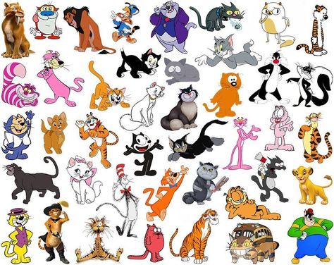 Find the Cartoon Cats Quiz Disney Cats Characters, Disney Cat Characters, Cat Cartoon Images, Cartoon Characters Names, Most Popular Cartoons, Circus Characters, Sylvester The Cat, Cartoon Cats, Disney Cats