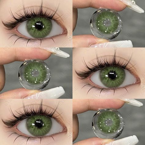 EYESHARE 1 Pair New Natural Colored Contact Lenses for Eyes Blue Lense – pisoshare Natural Green Contact Lenses, Cool Contact Lenses, Green Lenses Eye, Green Eye Contacts, Brown Green Eyes, Gray Contact Lenses, Green Contact Lenses, Bright Green Eyes, Cool Contacts