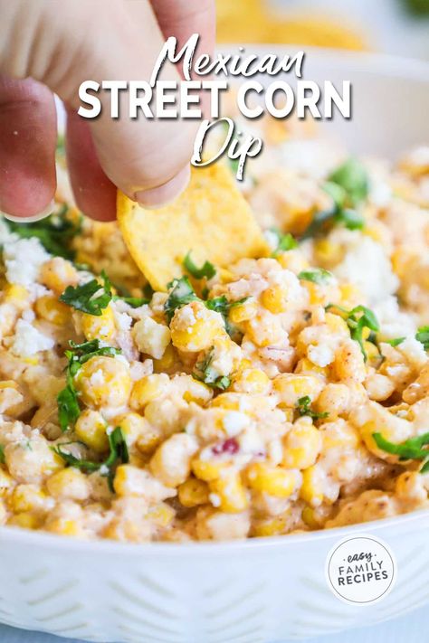 This easy Mexican Street Corn Dip is the BEST party appetizer! This recipe is a quick and easy appetizer built for a crowd, whether hosting a party or hanging with friends for game day. Elote corn dip is easy to make and oh-so-creamy, with the perfect blend of savory and sweet. Your guests will crave more of this delicious spin on traditional street corn! It is the perfect cold corn dip recipe. If you need a fast appetizer recipe for a party, this easy dip is perfect! Easy Mexican Street Corn Dip, Elote Corn Dip, Cold Corn Dip, Corn Appetizers, Easy Mexican Street Corn, Corn Dip Recipe, Street Corn Dip, Mexican Street Corn Dip, Elote Corn