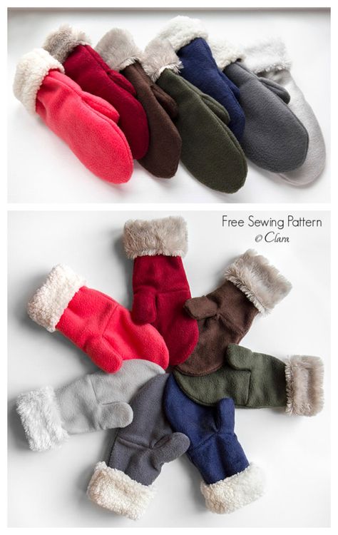 Fleece Mittens with Faux Fur Free Sewing Pattern | Fabric Art DIY Small Fleece Sewing Projects, Mitten Sewing Pattern Free, Mittens Sewing Pattern Free, Free Winter Sewing Patterns, Mittens Pattern Sewing, Mitten Sewing Pattern, Fur Mittens Pattern, Mittens Sewing Pattern, Fleece Sewing Patterns