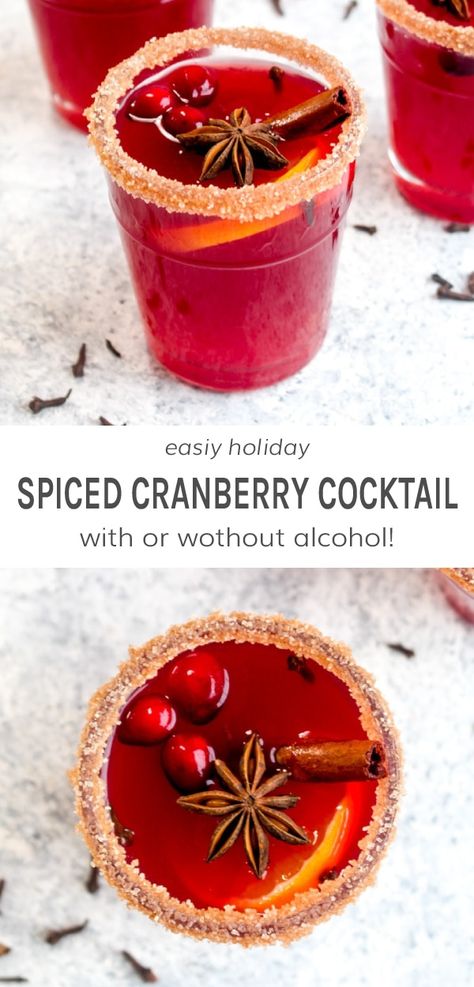 Cranberry Spice Cocktail, Hot Spiced Wine, Cranberry Cocktail Recipe, Thanksgiving Recipes Drinks, Cinnamon Cocktail, Cranberry Mocktail, Cinnamon Drink, Spiced Cocktail, Cranberry Thanksgiving