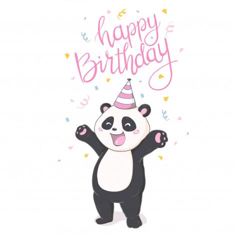 Discover thousands of Premium vectors available in AI and EPS formats Happy Birthday Animals, Happy Birthday Bear, Birthday Card Sayings, Panda Birthday, Happy Birthday Art, Birthday Wishes Cake, Birthday Wishes And Images, Birthday Party Theme Decorations, Panda Art