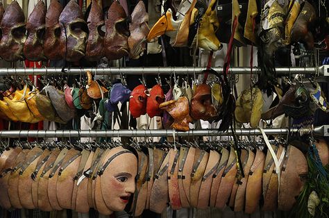 Credit: Dan Kitwood/Getty Images Masks hang on a rail Costume Department, Technical Theatre, Props Storage, Theatre Props, Theatre Design, Theatre Costumes, National Theatre, Costume Mask, Best Pictures