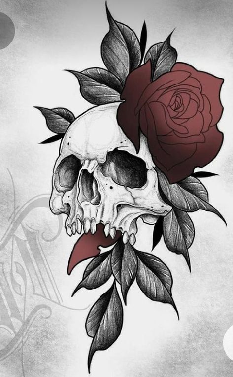 Fancy Tattoo, Tato Dada, 42 Tattoo, Skull With Roses, Skull Rose Tattoos, Rose Drawing Tattoo, Skull Sketch, Skull Art Drawing, Tattoo Stencil Outline