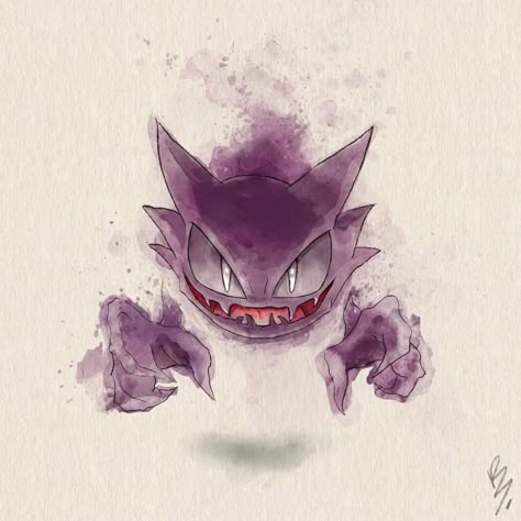 Haunter Pokemon Drawing, Gangart Pokemon Tattoo, Haunter Pokemon Art, Gengar Pokemon Art, Haunter Tattoo, Pokemon Art Draw, Gengar Art, Sprite Character, Gengar Tattoo