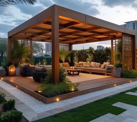 Outdoor Patio Ideas Backyards, Rooftop Patio Design, Modern Gazebo, Gazebo Ideas, Terrace Garden Design, Outdoor Patio Designs, Backyard Pavilion, Patio Garden Design, Backyard Remodel