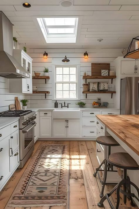 Vintage Style New Build, Cottage Core Flooring, Cozy Cottage Layout, Cottage Homestead Aesthetic, Vintage Cottage Kitchens Farmhouse Style, Cottage Vintage Aesthetic, Cottage Core Home Aesthetic, Farm Home Aesthetic, Farm Cottage Aesthetic