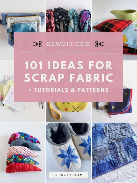 101 easy scrap fabric projects. Looking for ways to use your fabric scraps? We’re sharing 101 fun and easy things to sew with your scrap fabrics! From scrap quilts to small sewing projects and DIY fashion, this is THE comprehensive list for scrap fabric ideas, along with sewing patterns and tutorials. Click through for the full list! Crafts Using Scrap Fabric, Crafts To Make With Fabric, Easy Fun Sewing Projects, What To Do With Leftover Fabric, Ripstop Fabric Projects, Fabric Projects To Sell, Scrap Fabric Coasters, Things To Do With Fabric Scraps, Scrappy Fabric Projects