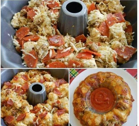 Pull Apart Pizza Bread Honey Yeast Rolls, Pull Apart Recipes, Pepperoni And Mozzarella, Pull Apart Pizza, Pull Apart Pizza Bread, Pizza Bread Recipe, Bread Pull Apart Recipes, Meat Lovers Pizza, Dipping Oil