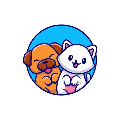 Ilustración de dibujos animados lindo pe... | Free Vector #Freepik #freevector #perro-animado #gato-animado #perro-dibujo #perritos Cute Cat Cartoon, Puppy Drawing, Cute Funny Cartoons, Cute Animal Illustration, Cat Cartoon, Pet Logo Design, Cat Icon, Funny Cats And Dogs, Dog Illustration