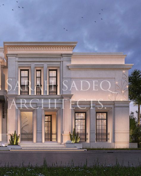 Sarah sadeq architects Sara Sadeq Architecture, Palatial Mansions, Sarah Sadeq, Neoclassical Villa, Sarah Sadeq Architects, Classic Building, Classic House Exterior, Classic Villa, Classic House Design