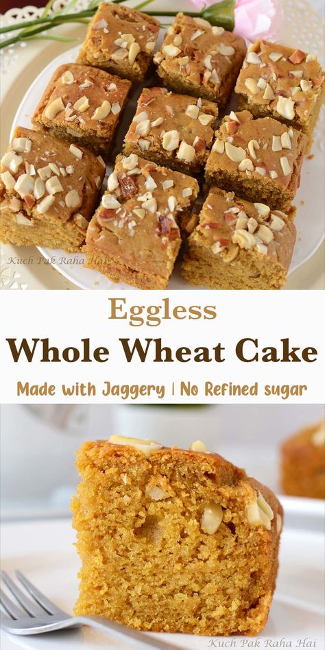 Eggless Whole Wheat Cake Recipe, Wheat Jaggery Cake, Jaggery Cake Recipe, Eggless Wheat Cake Recipe, Whole Wheat Cake Recipe, Cake Without Egg, Whole Wheat Cake, Jaggery Cake, Wheat Cake Recipe